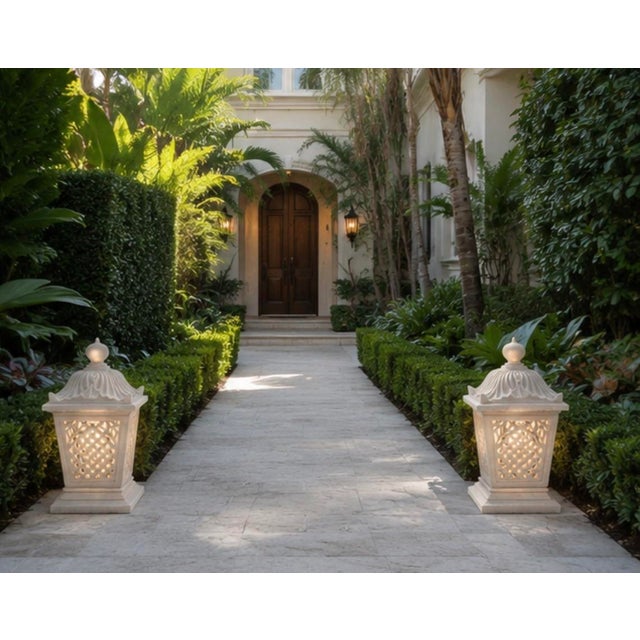 A Pair of Vintage Palm Beach Style Cast Stone Garden Lanterns For Sale - Image 12 of 12