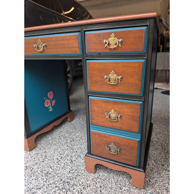 1930s Vintage Pedestal Horseshoe Desk Botanical Collection For Sale - Image 5 of 18