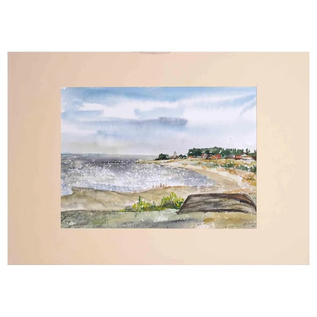 Armin Guther, Landscape, Watercolor 1989 For Sale