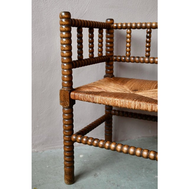 Wood Louis XIII Style Corner Chair in Turned Oak, 1950s For Sale - Image 7 of 12