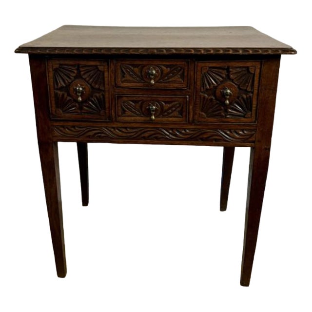 Victorian Carved Oak Side Table, 1860s For Sale