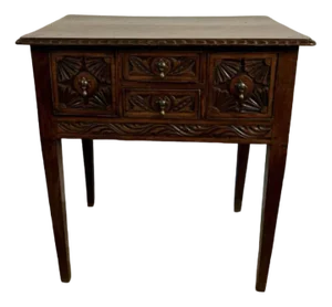 Victorian Carved Oak Side Table, 1860s
