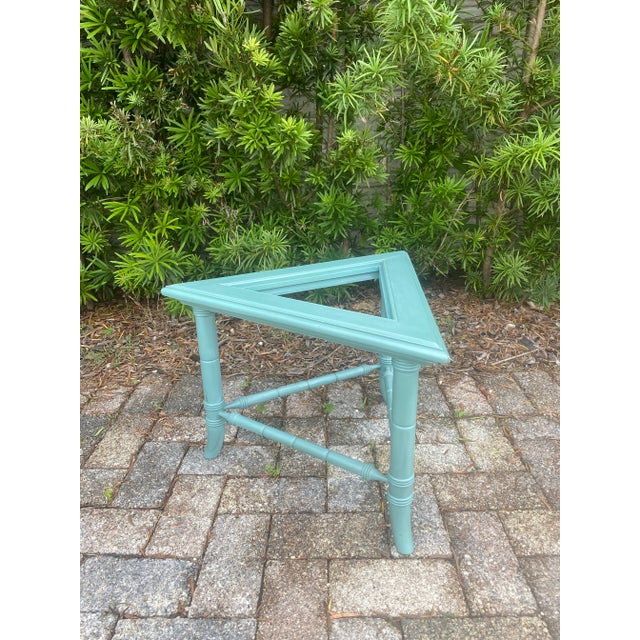 Late 20th Century Hollywood Regency Faux Bamboo Triangle Accents Tables - Sets of 3 For Sale In Miami - Image 6 of 12