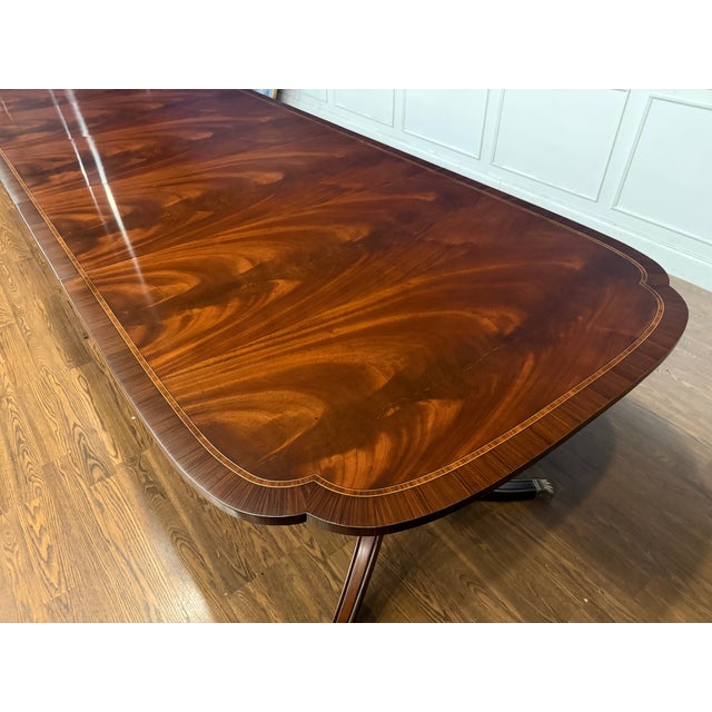 Classic Mahogany Scallop Cornered Dining Table by Leighton Hall - Showroom Sample For Sale - Image 9 of 16