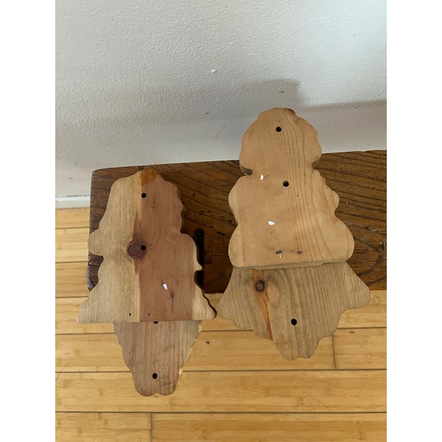 Charming matching pair of die-cut plywood Christmas decorations with beautiful hand-painted folk art details. Designed to...