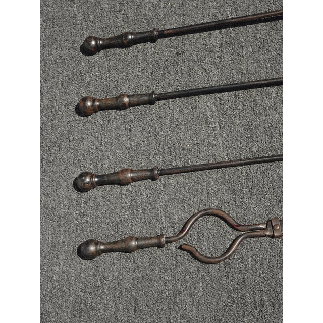 Share Set of Four Vintage French Country Black Cast Iron Fireplace Tools For Sale - Image 14 of 17