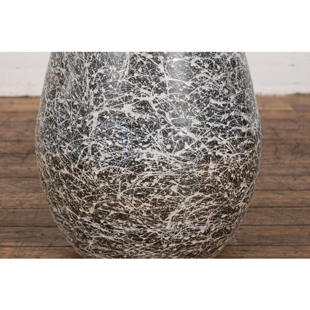 Black Prem Collection Artisan Made Black and White Planter with Dripping Décor For Sale - Image 8 of 12