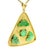 A beautiful vintage pendant featuring carved jade set in 14-karat yellow gold. The design is composed of three jade...