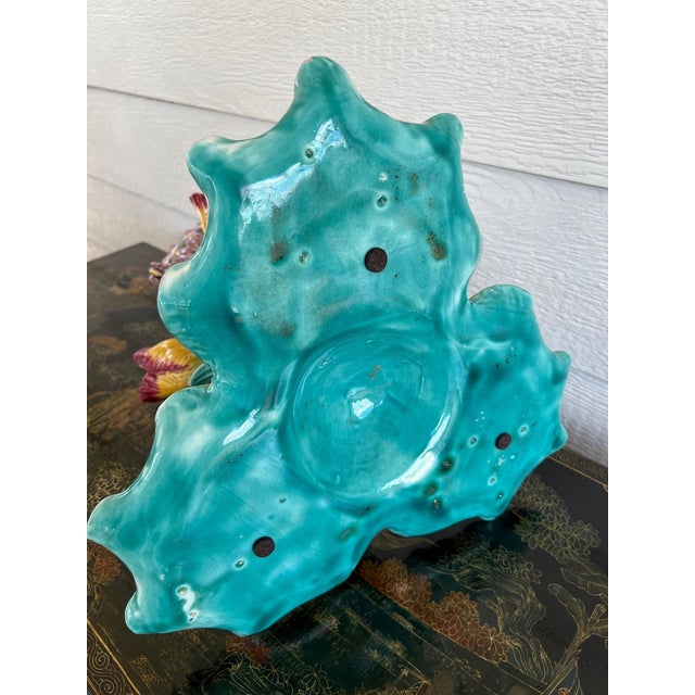Antique French Majolica Vase Centerpiece Onnaing Art Nouveau Iris Tulip C1900 For Sale - Image 18 of 18