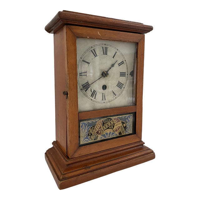 19th Century Antique Rectangular Mantle Clock E Pluribus Unum For Sale