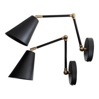 Authentic Cedar & Moss Tilt Cone Double Articulated Plug-in Wall Sconces - a Pair For Sale