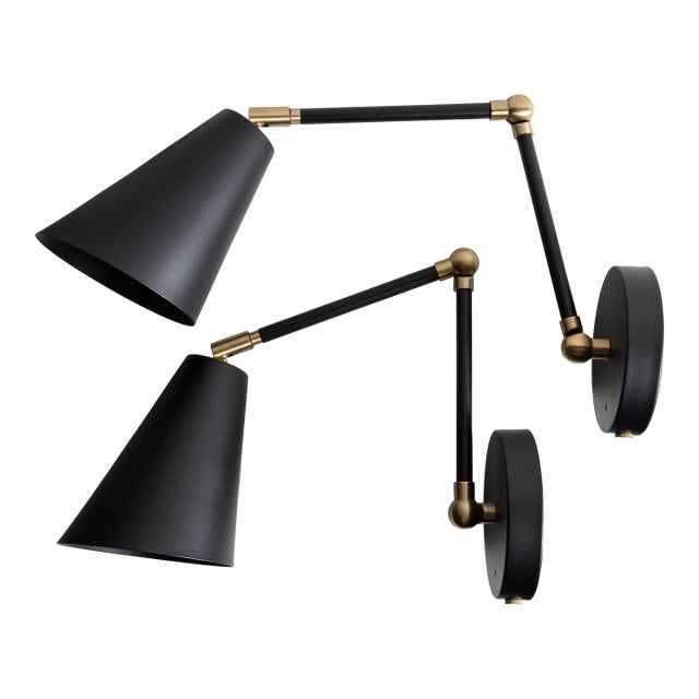 Authentic Cedar & Moss Tilt Cone Double Articulated Plug-in Wall Sconces - a Pair For Sale