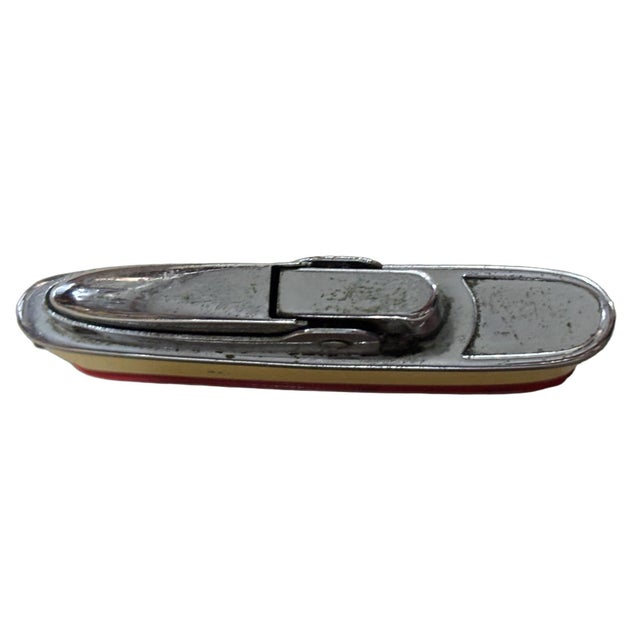 Mid 20th Century Novelty Sarome Japan Cruise Ship Enameled Lighter, Yellow & Red For Sale - Image 9 of 9