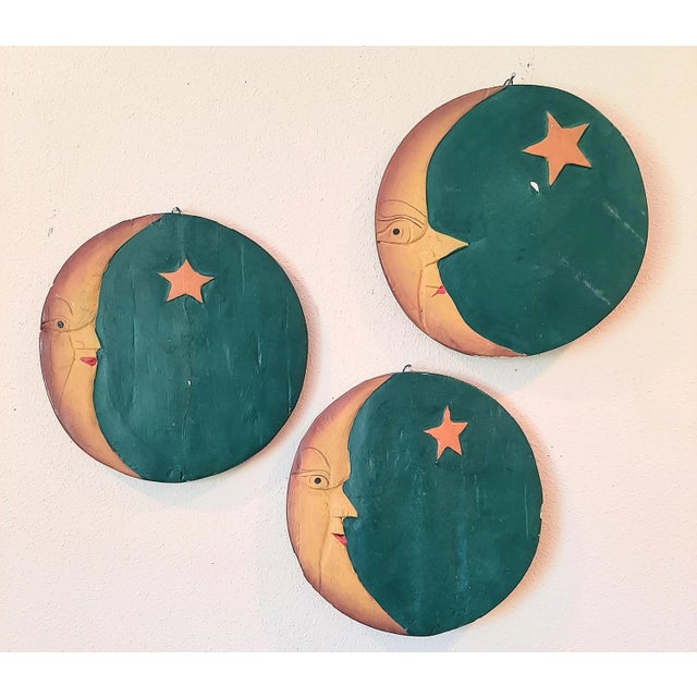 Vintage Mexican Moon and Sun Folk Wall Art Plaque For Sale In Fayetteville, AR - Image 6 of 8