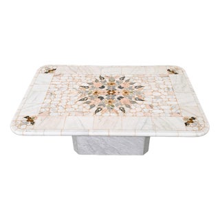 Large Italian Pietra Dura Marble Mosaic Coffee Table For Sale