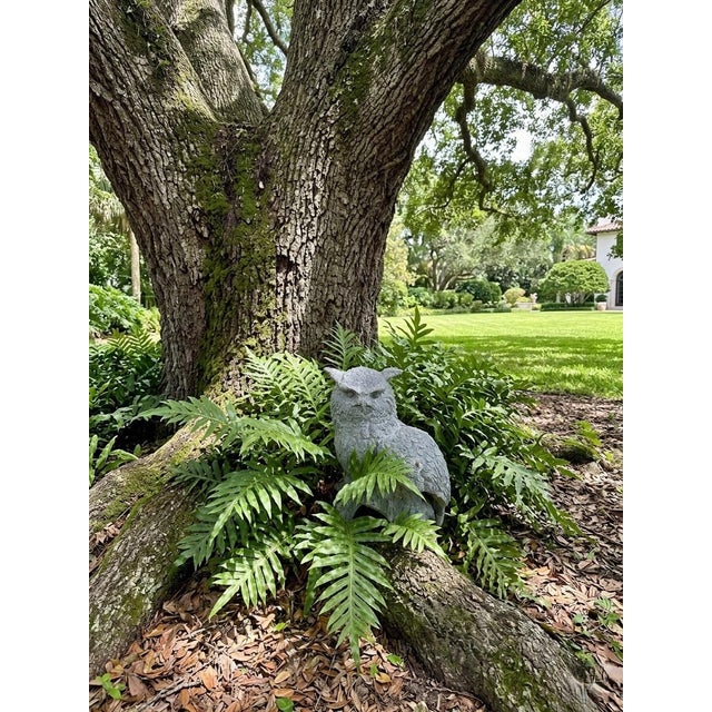 Vintage Cast Iron Horned Owl Garden Sculpture For Sale - Image 11 of 11