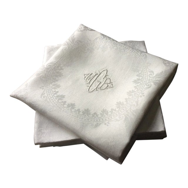 Exquisite Antique French Double Damask Napkins - Set of 6 For Sale