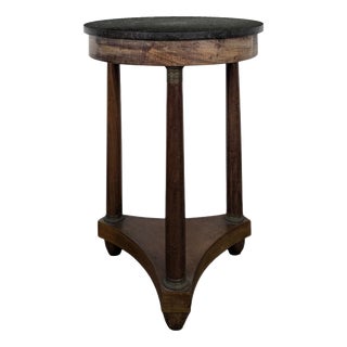 Empire Style Mahogany Side Table with Black Marble Top For Sale