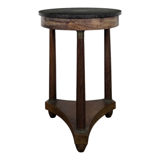 Empire Style Mahogany Side Table with Black Marble Top For Sale