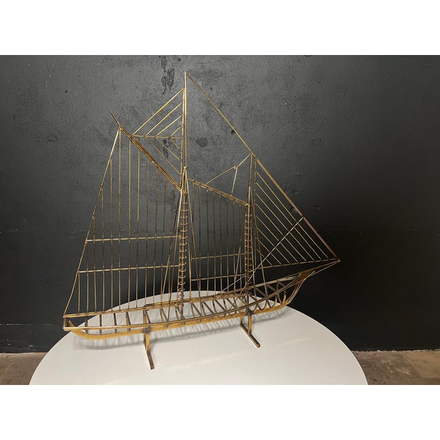 Gold Large Curtis Jere Boat For Sale - Image 8 of 16