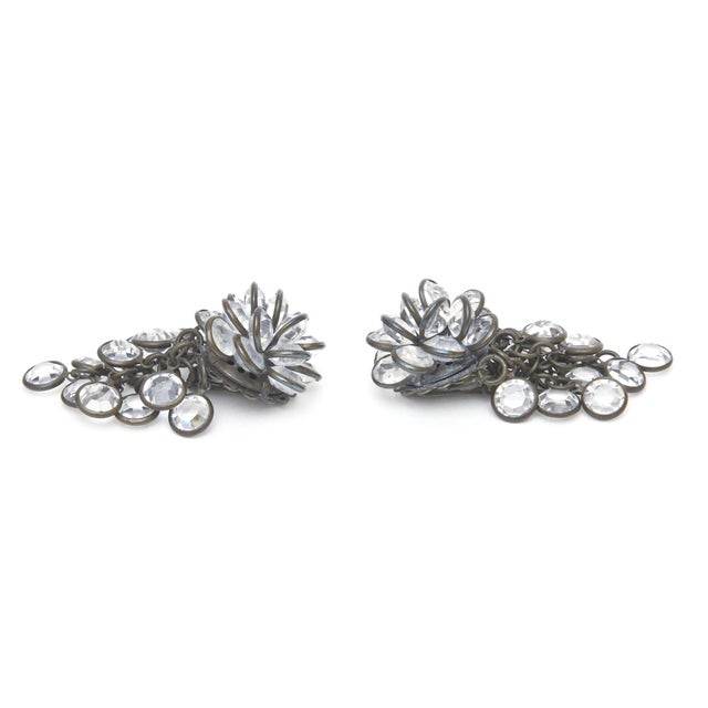 Vintage Sorrelli Swarovski Crystal Dangle Clip on Earrings, 1980's, Signed, Pair For Sale - Image 4 of 7