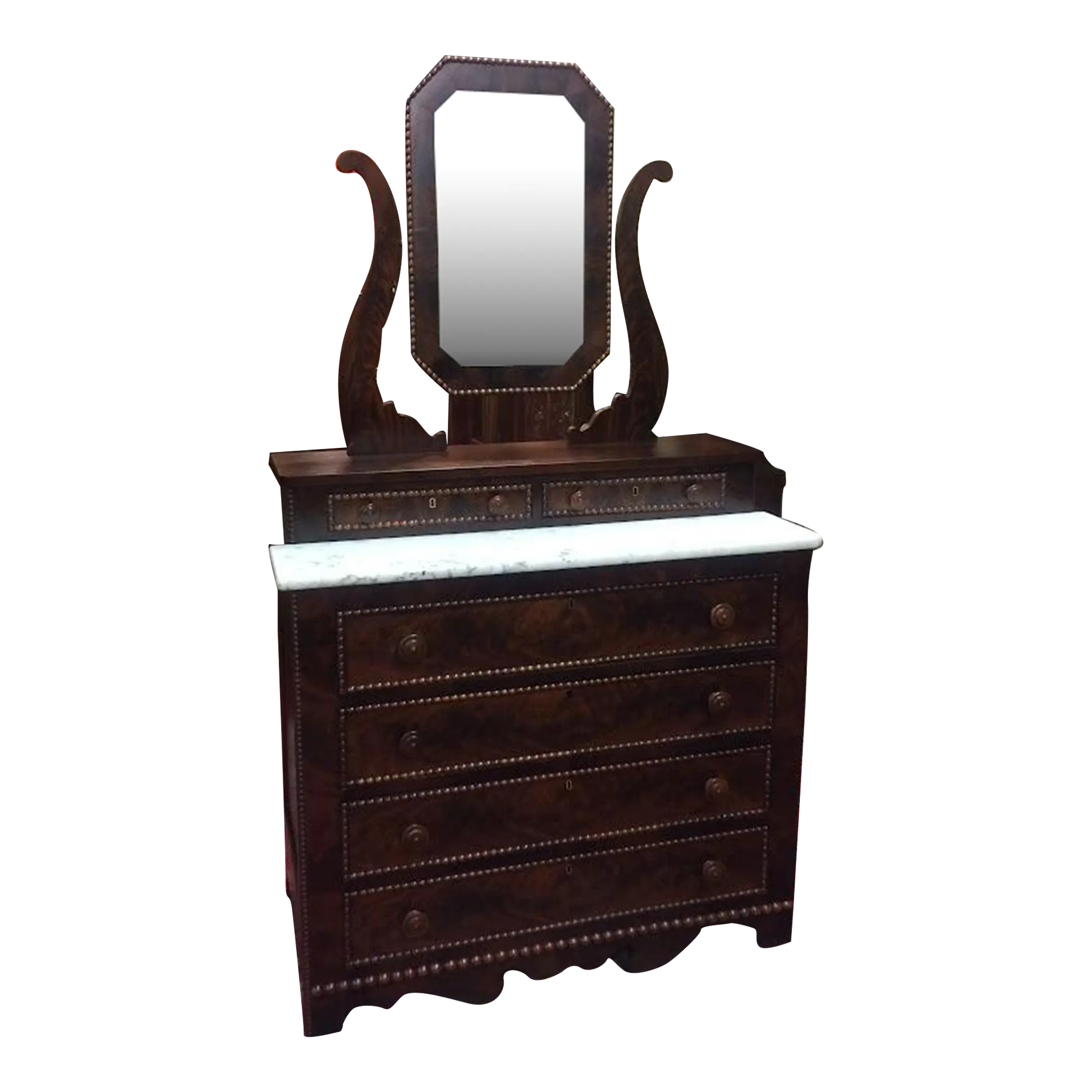 Antique Dresser With Mirror, Empire Chest of Drawers, Early 1800s Chest,  Marble Top Dresser | Chairish