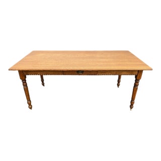 Late 19th Century French Provincial Farmhouse Quarter Sawn White Oak Dining Table For Sale