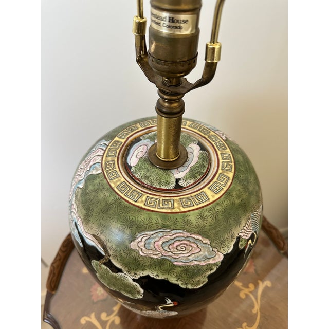 Chinese 1970s Ceramic Ginger Jar Table Lamp For Sale - Image 3 of 5