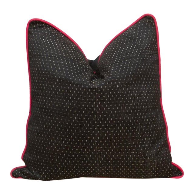 Vana Black Dotted Ahir Handloom Pillow For Sale