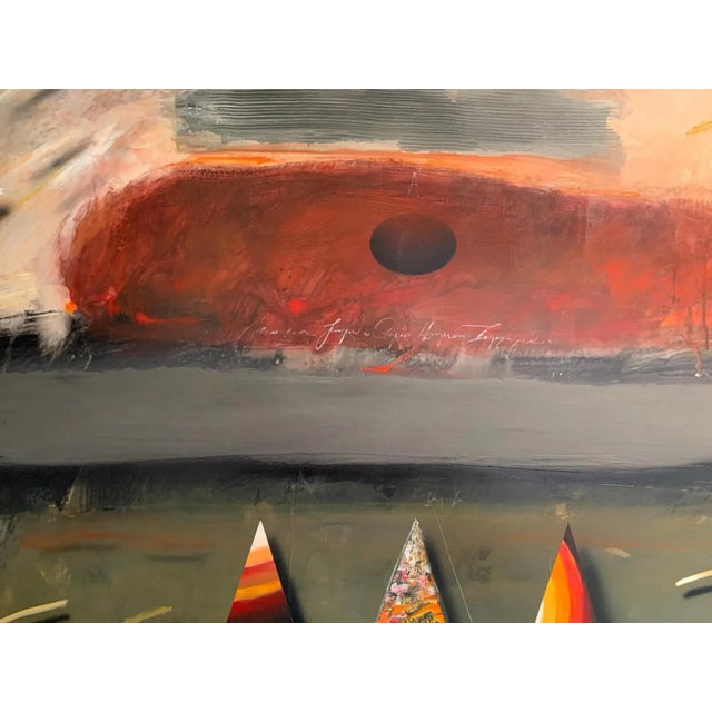 Brown The Jørgen Waring (1938-2022) Oil on Board Mixed Abstract Painting '83 For Sale - Image 8 of 9