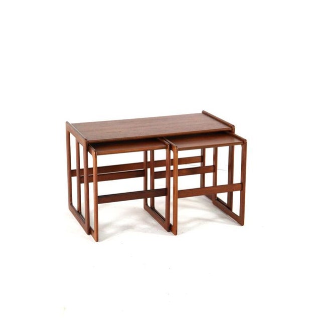 Brown Vintage Nesting Tables by Arne Hovmand Olsen for Mogens Kold, 1960s, Set of 3 For Sale - Image 8 of 14