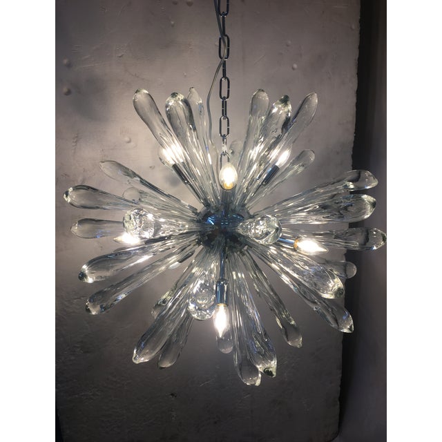 Murano Glass Ice Clear Sputnik Italian Chandelier For Sale - Image 6 of 12