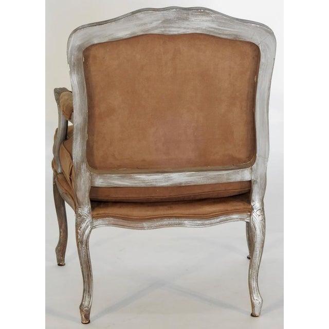 Ralph Lauren Ralph Lauren Silver Fauteuils Chairs With Brown Suede - a Pair For Sale - Image 4 of 5