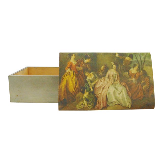 French Style Scenic Silver Gilt Dresser Box For Sale