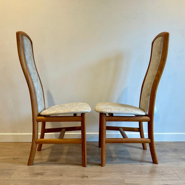 Skovby Møbelfabrik A/S Vintage Danish Modern Solid Teak High Back Dining Chairs by Skovby For Sale - Image 4 of 12