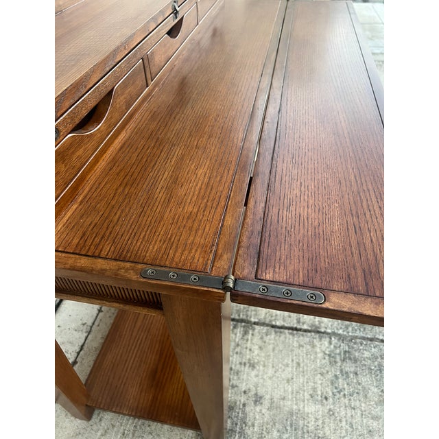 Wood Mid 20th Century Mission Style Drop Leaf Desk/ Entry Table For Sale - Image 7 of 9