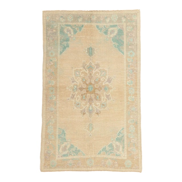 Vintage Turkish Oushak Rug with Modern Style - 04'08 x 07'06 For Sale