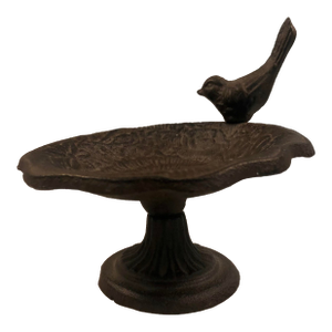 Vintage Cast Iron Bird Bath Decorative Bowl on Pedestal