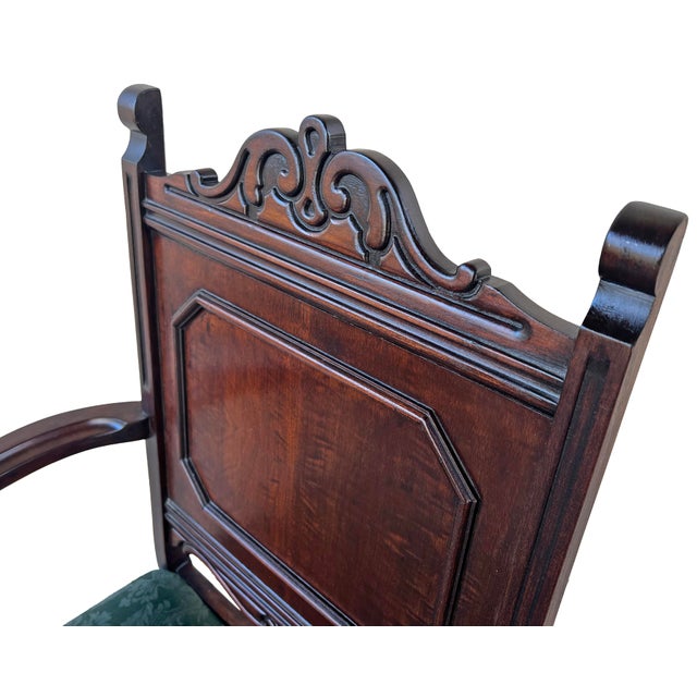 Wood 1940's Jacobean Style Dining Chairs - Set of 6 For Sale - Image 7 of 9
