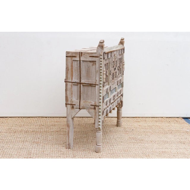 Tan 1960s Carved Bleached Wood Damachiya Tribal Cabinet For Sale - Image 8 of 10