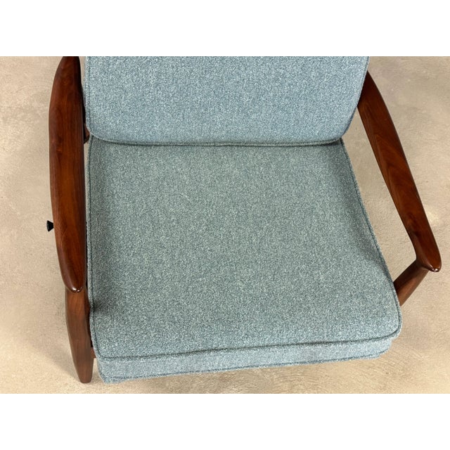 Blue Walnut Blue Recliner Lounge Chair Attributed to Milo Baughman For Sale - Image 8 of 8