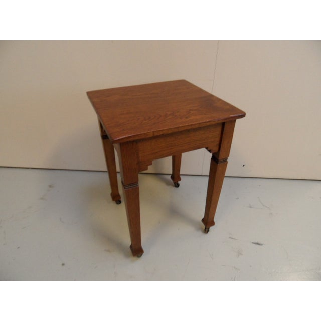 Wood Vintage Dutch Amsterdam School Oak Side Table, 1920s For Sale - Image 7 of 9