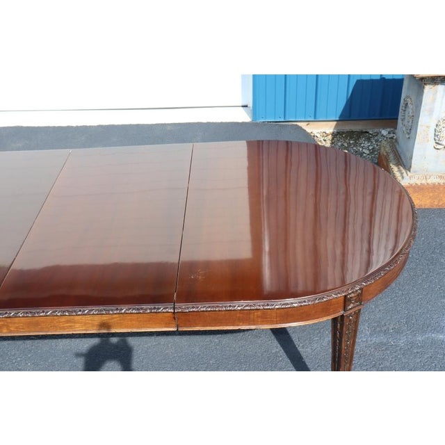 Adams Style Carved Mahogany Dining Table With Three Leaves For Sale - Image 12 of 12