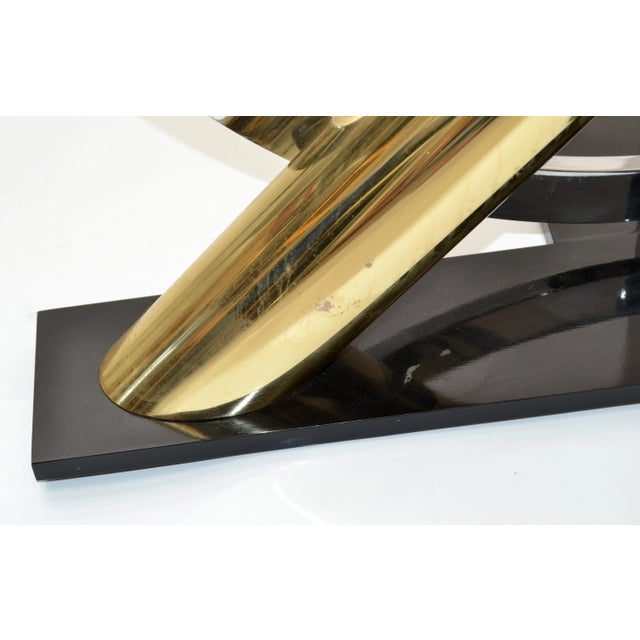 Kaizo Oto Design Institute of America Console Glass Table Brass, Steel, Chrome For Sale - Image 10 of 13