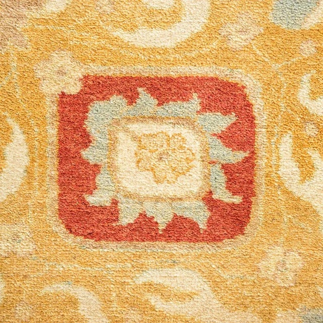 Traditional Mogul Collection Hand-Knotted Area Rug - Ivory 6' 1" x 9' 1" For Sale - Image 3 of 4