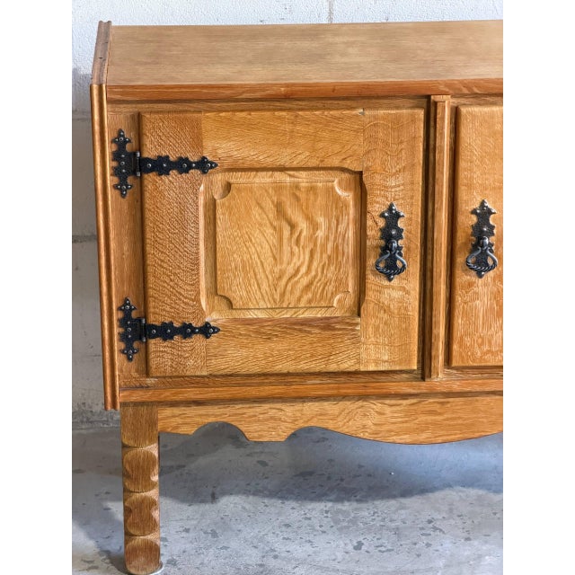 1960s Vintage Henning Kjærnulf Style Oak Cabinet Danish Rustic Brutalist Sideboard For Sale - Image 5 of 7