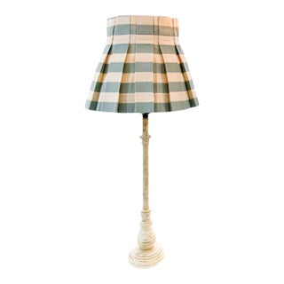 Buffet Lamp in Antique White Finish With Alice Palmer Co. Box Pleat Shade For Sale