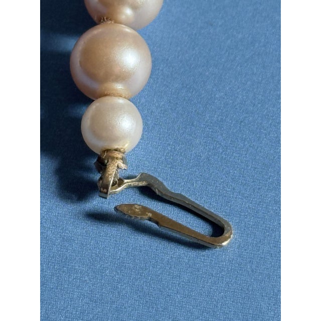 Napier Vintage Mid Century Japanese Glass Faux Pearl Necklace With Filigree Fishhook Clasp For Sale - Image 4 of 10