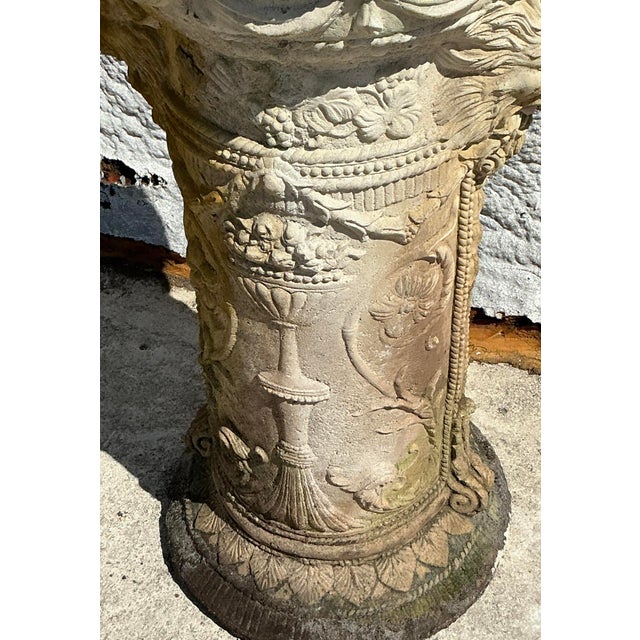 Alabaster Vintage Regency Cast Cement Swag Pedestal For Sale - Image 8 of 14