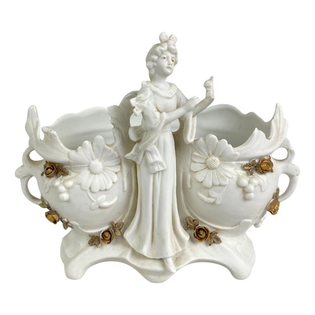 Art Nouveau French Porcelain Biscuit Trinket Tray, 1890s For Sale